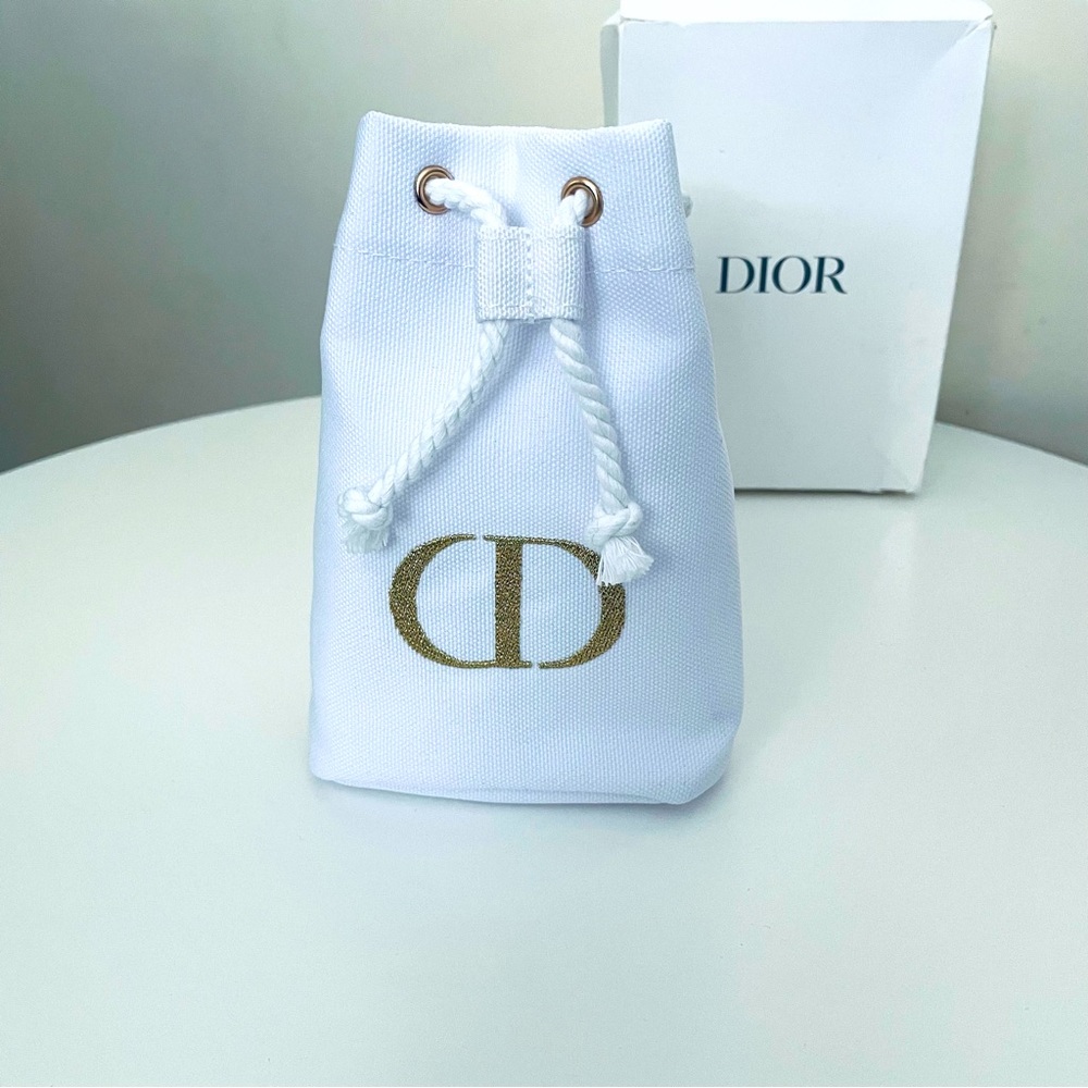 DIOR Beaute CD logo Cosmetic Makeup Pouch (White)